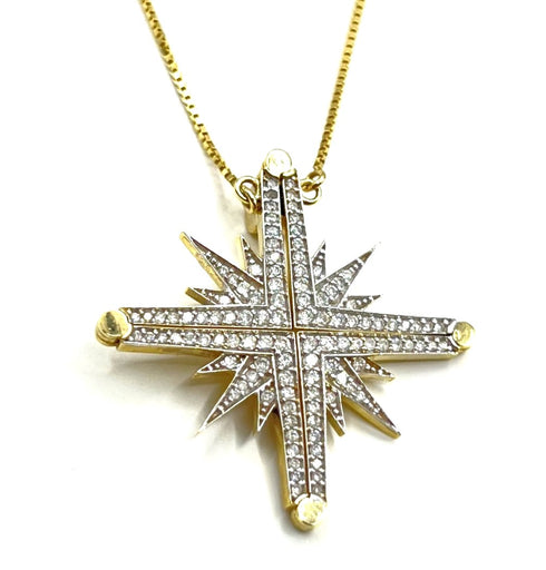 14K Gold & Diamond Classic Star Of Bethlehem Opening Magnetic Necklace